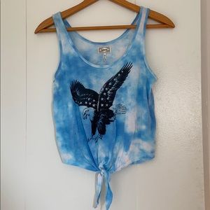 Cloud blue tie front tank